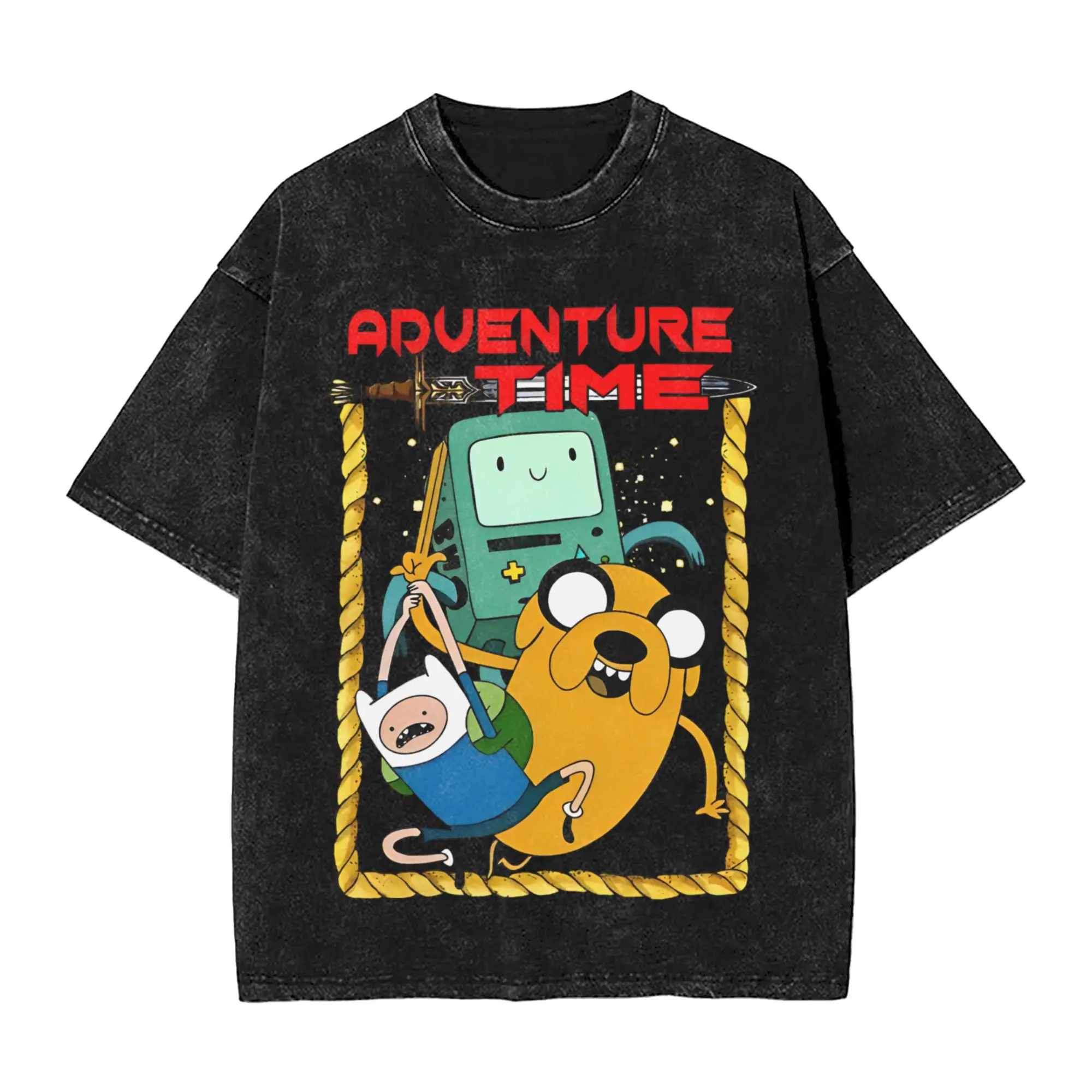 لطيف مغامرات الوقت فين جيك BMO غسلها تي شيرت الشارع الشهير تي شيرت تيز الرجال النساء قصيرة الأكمام المعتاد الرسم المطبوعة