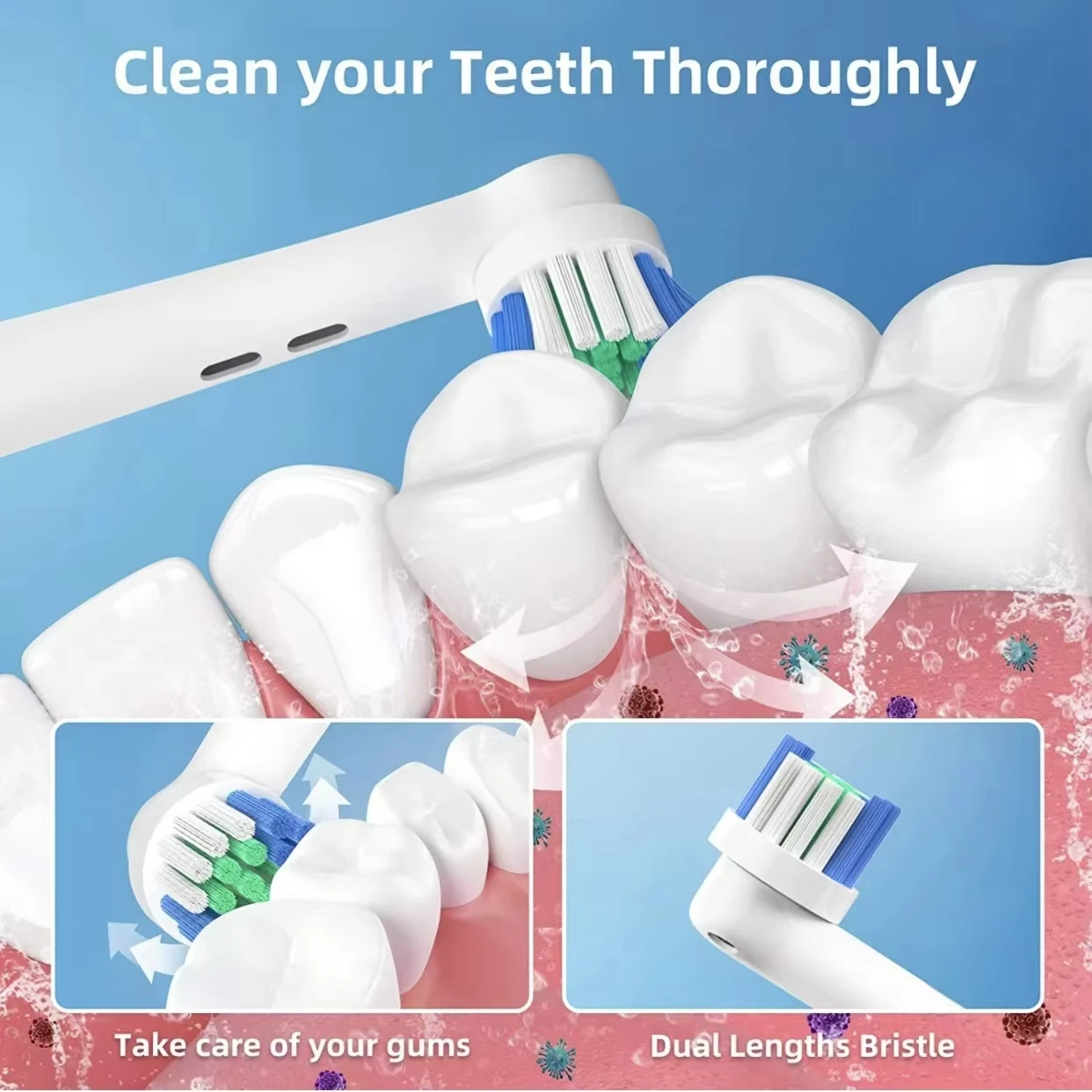 4/8 pezzi testina di ricambio professionale per testine per spazzolino elettrico Oral B ugelli con setole morbide Dupont igiene orale