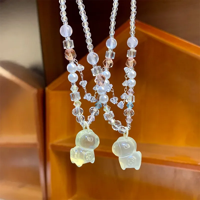 Crystal necklace Citrine money soon pendant neck chain cute three-dimensional crystal sweater chain Citrine necklace