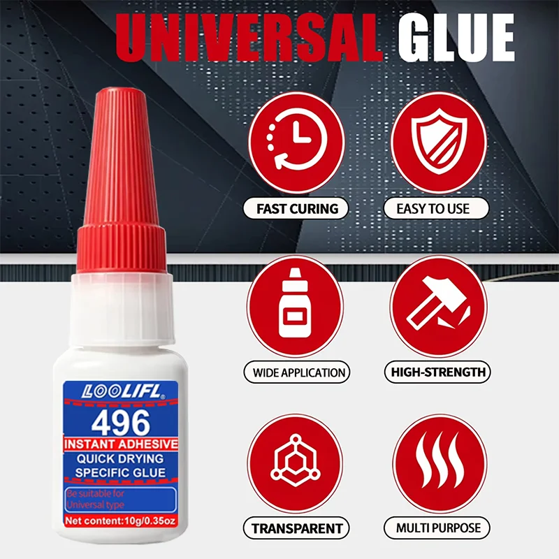Loolifl496 Instant Glue 70g Universal Super Glue Fast-Drying Cyanoacrylate Adhesive Strong Bond Multi-Purpose Metal Repair Glue for Plastic, Rubber, Ceramic, Wood DIY Crafts, Industrial Use, Home Maintenance 1-7 Pieces Optional
