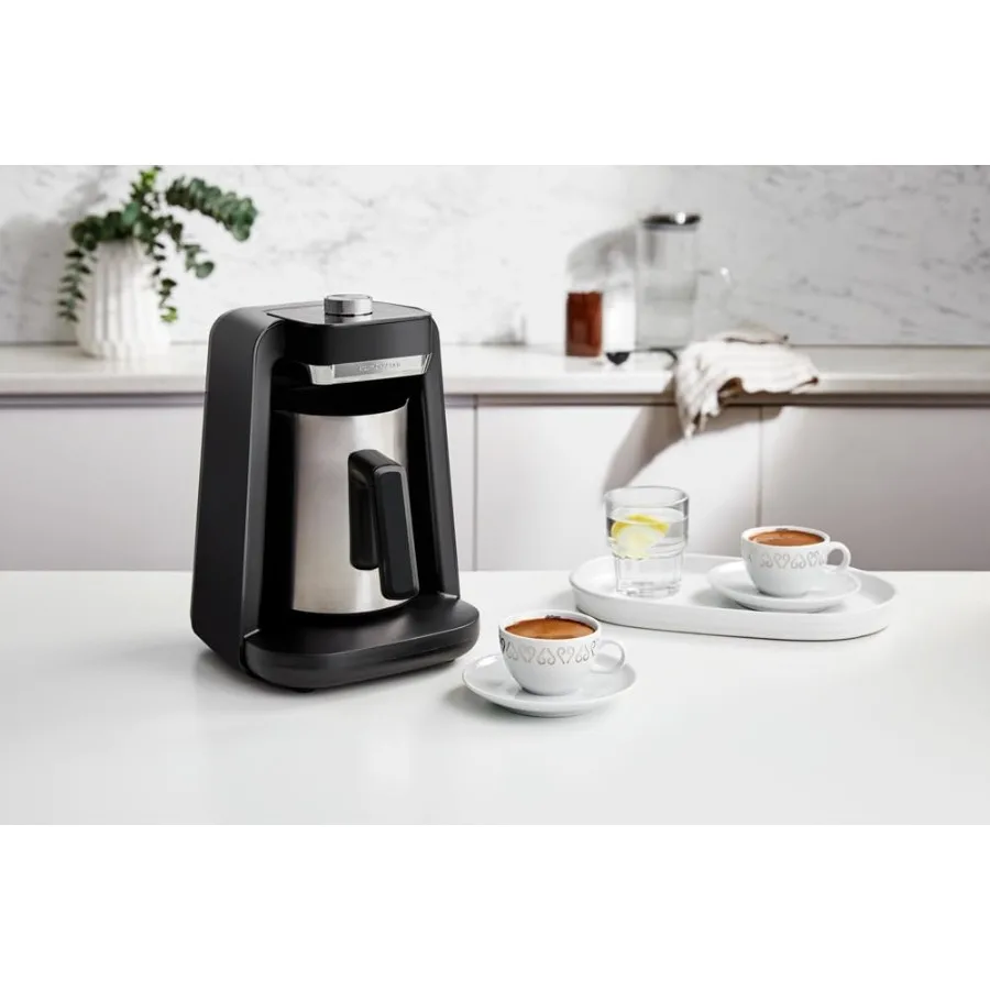 ماكينة صنع القهوة والمشروبات التركية الغنية سبين برو مع تقنية المخملية 120 فولت 5 أكواب وعاء طبخ من الفولاذ المقاوم للصدأ زعانف كروم #3