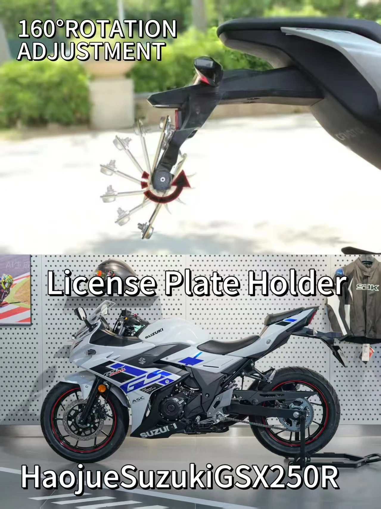 

License Plate Premium Adjustable License Plate Button Switch Effortless Contro License Plate Bracket Frame For HaojueSuzukiGSX25