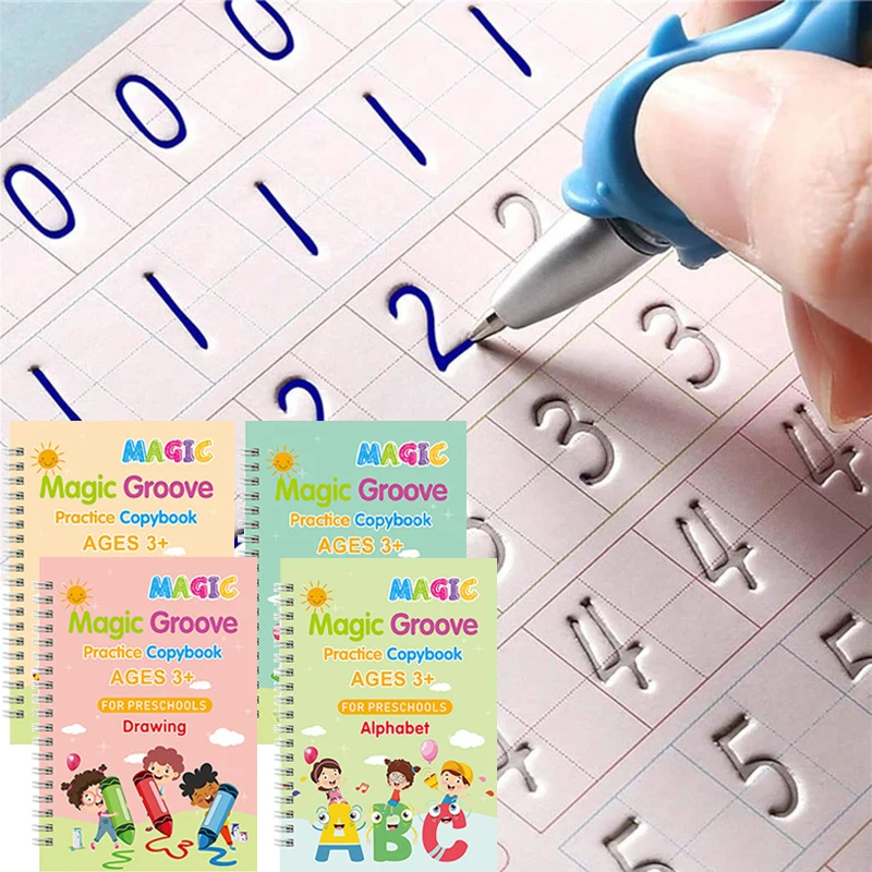 

Magic Copybook Free Shipping Reusable Montessori Toys French English Spanish Copybooks Pen Writing Sticker for Calligraphy