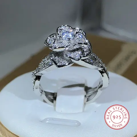 Bague en argent Sterling 925, anneau tridimensionnel entrelacé en Zircon blanc, plein de diamant, bijoux élégants pour dames de tempérament