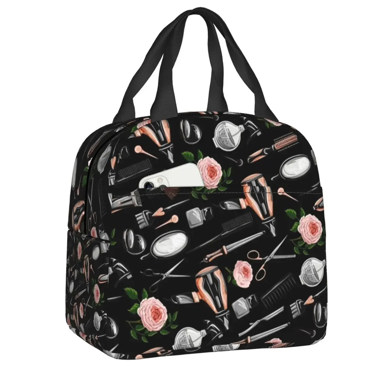 Custom Barber Scissors Comb Hair Stylist Hairstylist Insulated Lunch Bags for Women Thermal Cooler Bento Box School Children
