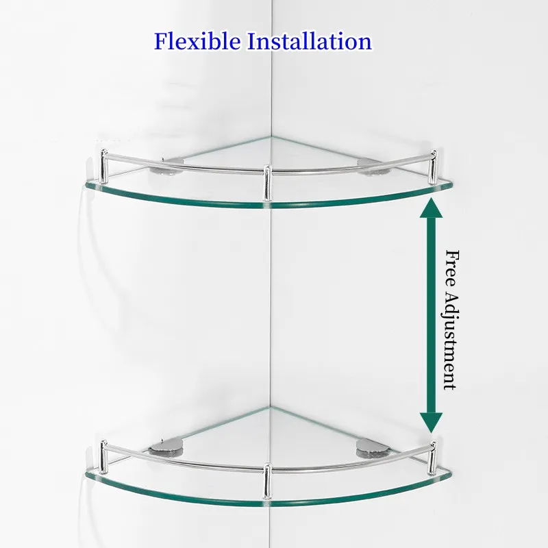 Estante de vidrio triangular para baño, estante de almacenamiento de esquina para cocina, Hotel, baño, colgante de pared