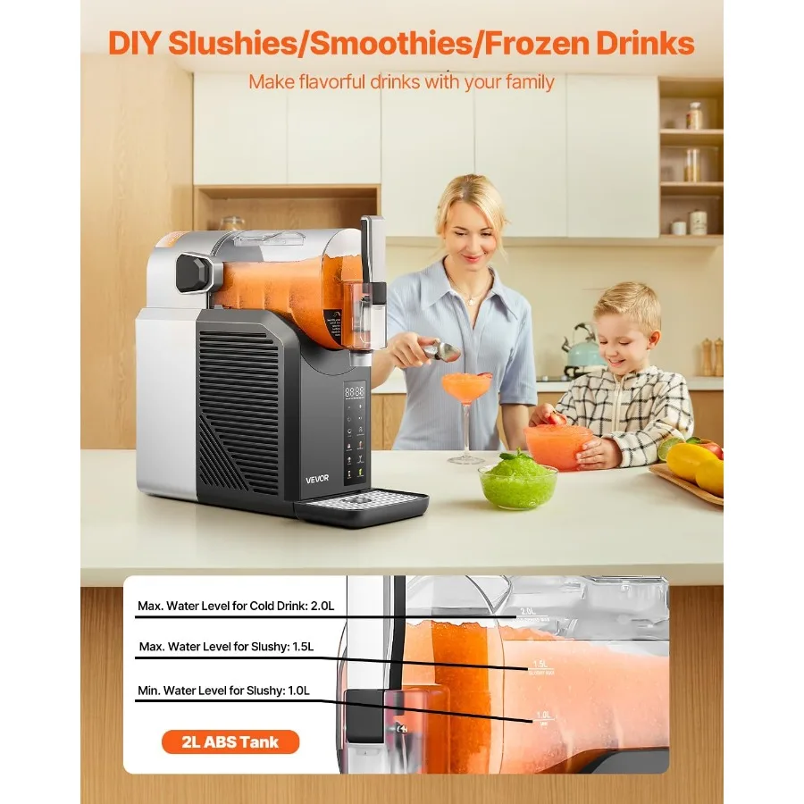 Slushie Machine 2L 68oz No Ice Needed Slushy Machine per la casa Frozen Drink Maker con 6 programmi preimpostati Macchina Margarita con