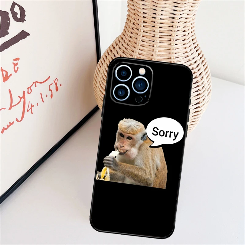 Monkey Sipping  Capri Meme Funda For iPhone 16 15 Pro 14 Pro Max Plus 11 13 12 Mini X XS XR Phone Case