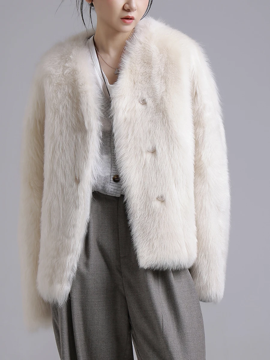 AYUNSUE 천연 양피 모피 코트 여성 진짜 가죽 자켓 겨울 자켓 2025 럭셔리 의류 여성 v 넥 Шуба Женская