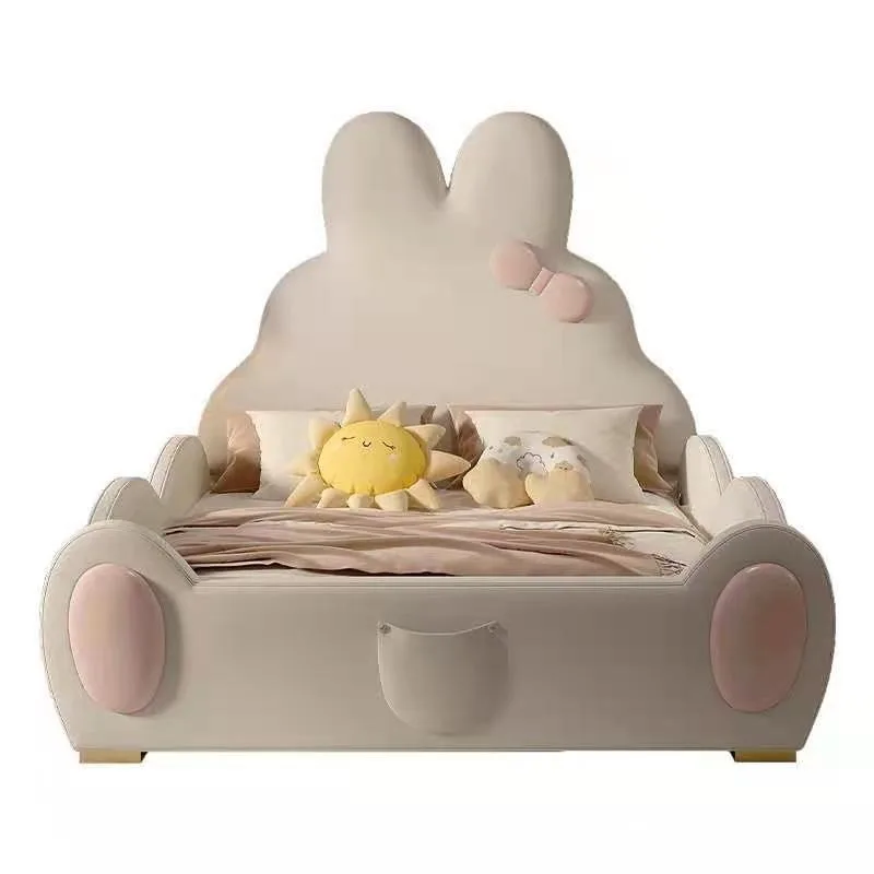 Princess bed Internet celebrity new rabbit bed with guardrail storage small bed French light luxury