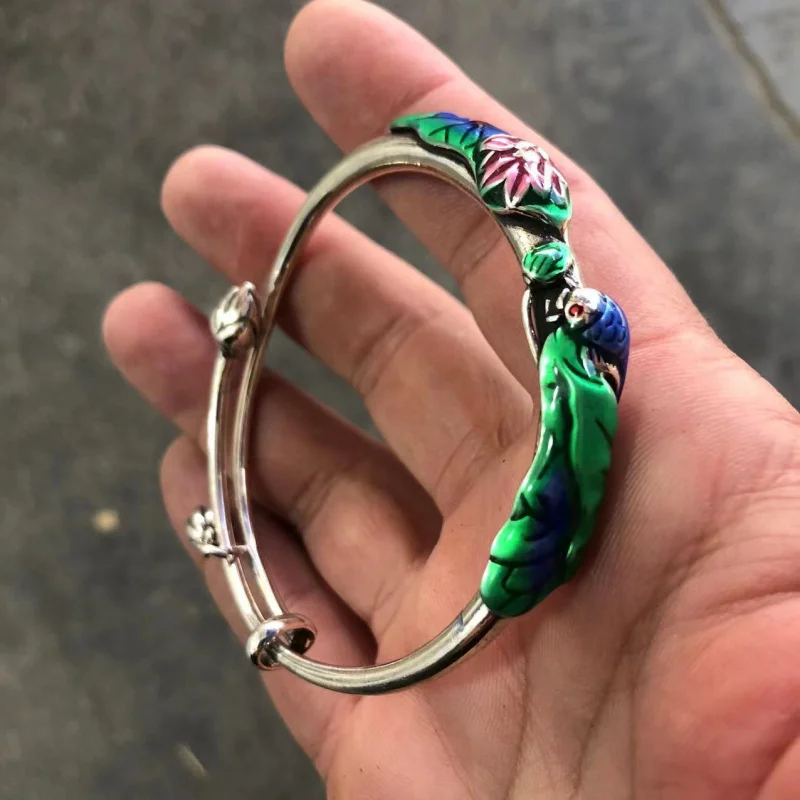 Cloisonné Carp Retro Ethnic Style Push-Pull Adjustable Bracelet