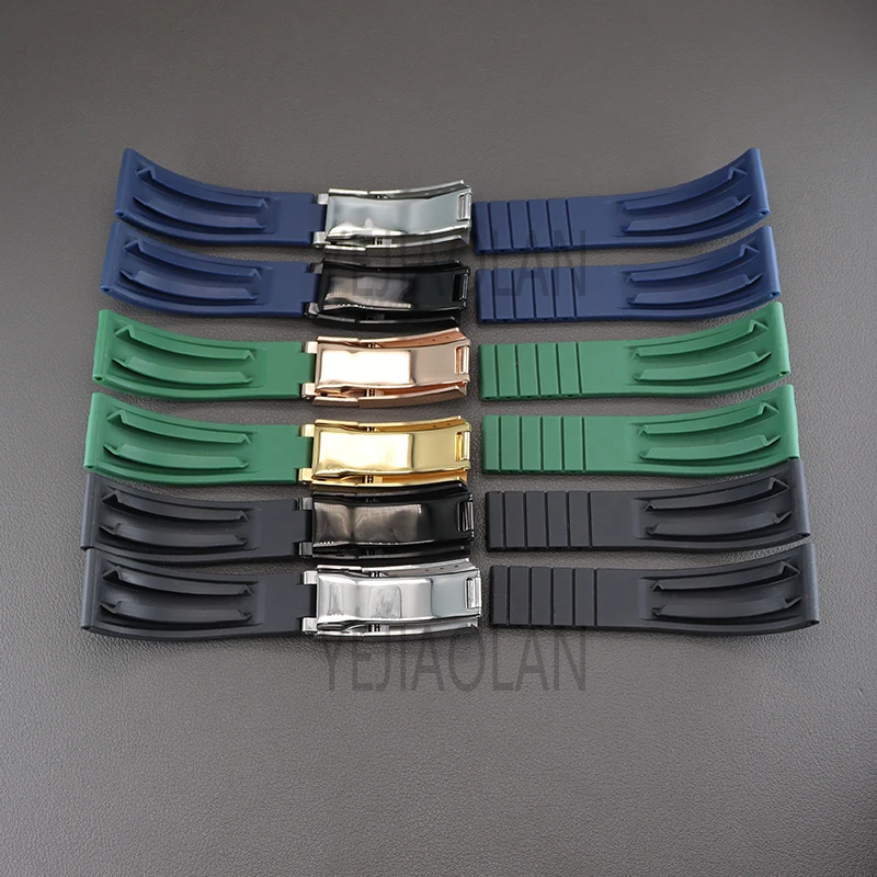 20mm Silicone wristband Watchband Men\'s Watch Strap Parts Stainless Steel Buckle For Daytona SKY-DWELLER YACHT-MASTER nh35 Case