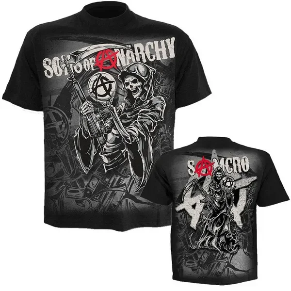 Vintage Sons of Anarchy T-Shirts 3D Motorcycle Jacket Print Men Women Short Sleeve O-Neck Tee Oversized Streetwear Y2k Tops