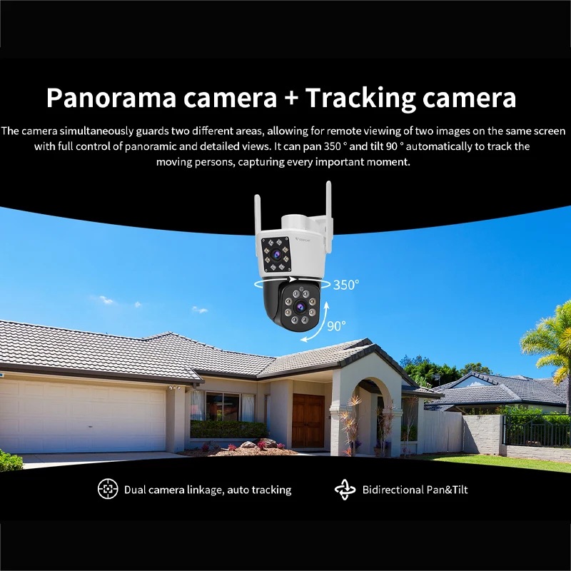 Vstarcam Outdoor Wifi Camera 4mp Hd Dual-Screens Ptz Camera Auto Tracking Waterdichte Beveiliging Videobewaking