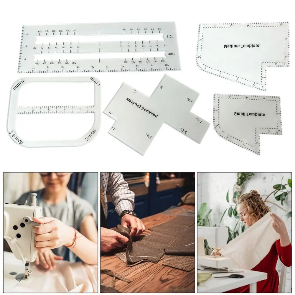 5/3pcs Boxy Bag Making Templates Clear Bag Template Notion Acrylic Quilting Templates Patchwork Ruler Sewing Tools Set