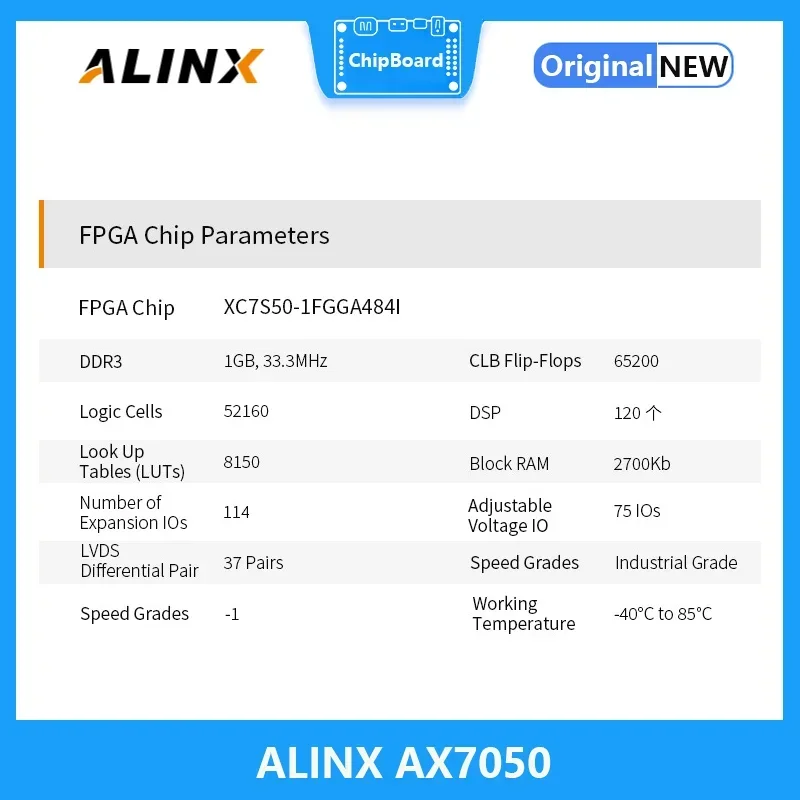 ALINX AX7050: XILINX Spartan-7 XC7S50 VIVADO FPGA Development Board