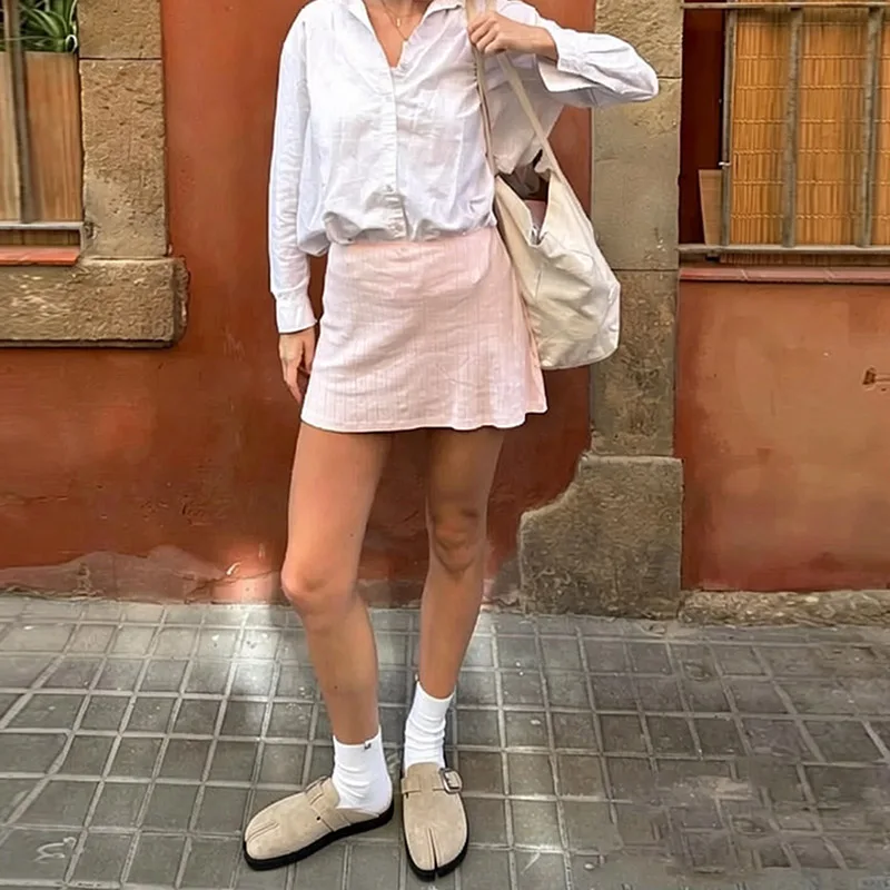 New Unisex Half Dragged Shoes Genuine Leather Muller Shoes Flats Women Casual Shoes Women Loafers Split Toe Pig Feet Shoes