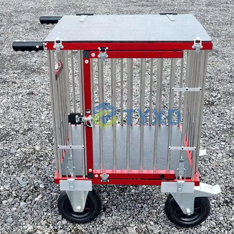 Mini One Berth Aluminum Pet Show Cart Silver Folding Dog Carrier Button Closure for Small Dogs Cats Featuring Animal Pattern