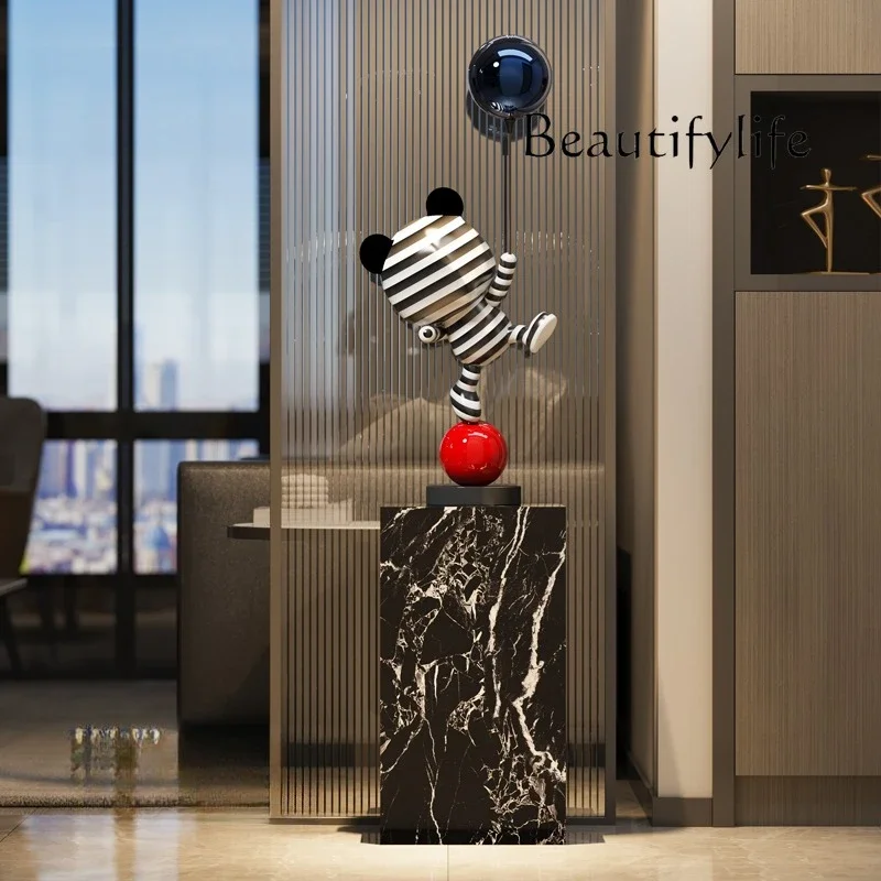 Q Creative ornament bear striped bear floor ornament living room entrance TV cabinet side room decoration designer