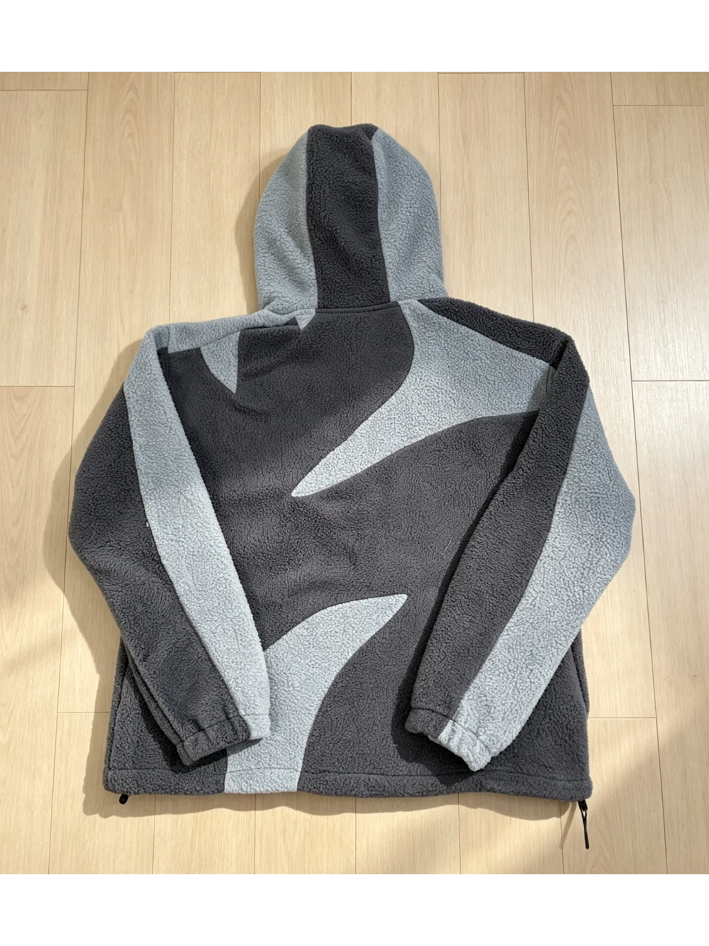 2026 new autumn and winter color blocking splicing lamb wool hooded jacket with full zipper plush loose street trend unisex ins