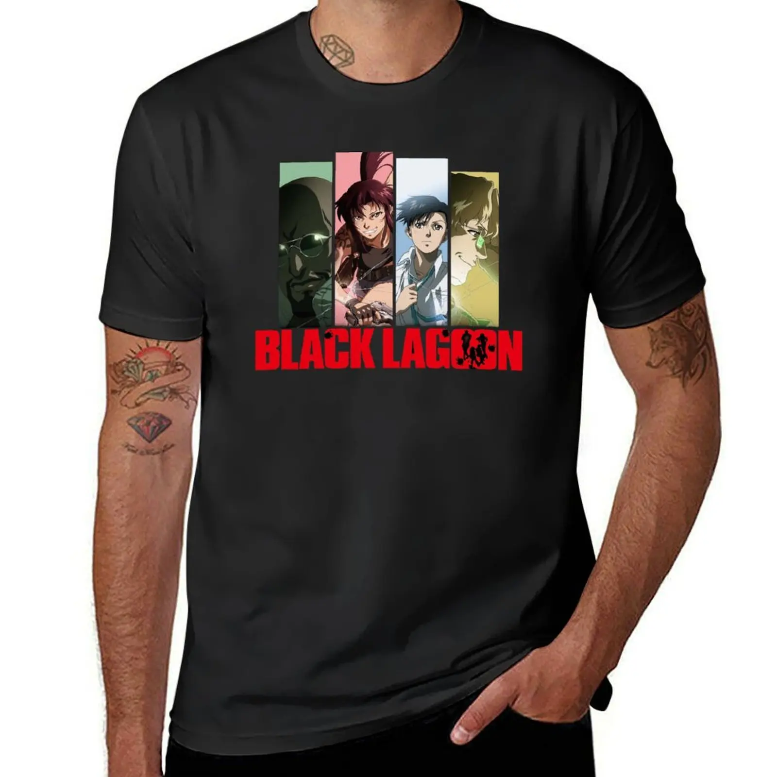 Black Lagoon Anime T-Shirt Short sleeve tee vintage funnys sports fans fitted t shirts for men