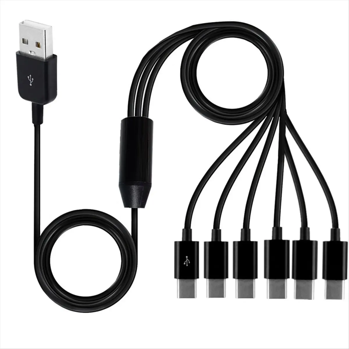T35C 6-In-1 USB Type C Splitter Cable C Data Transmission Charing Cable for Phone Tablet 1.5m