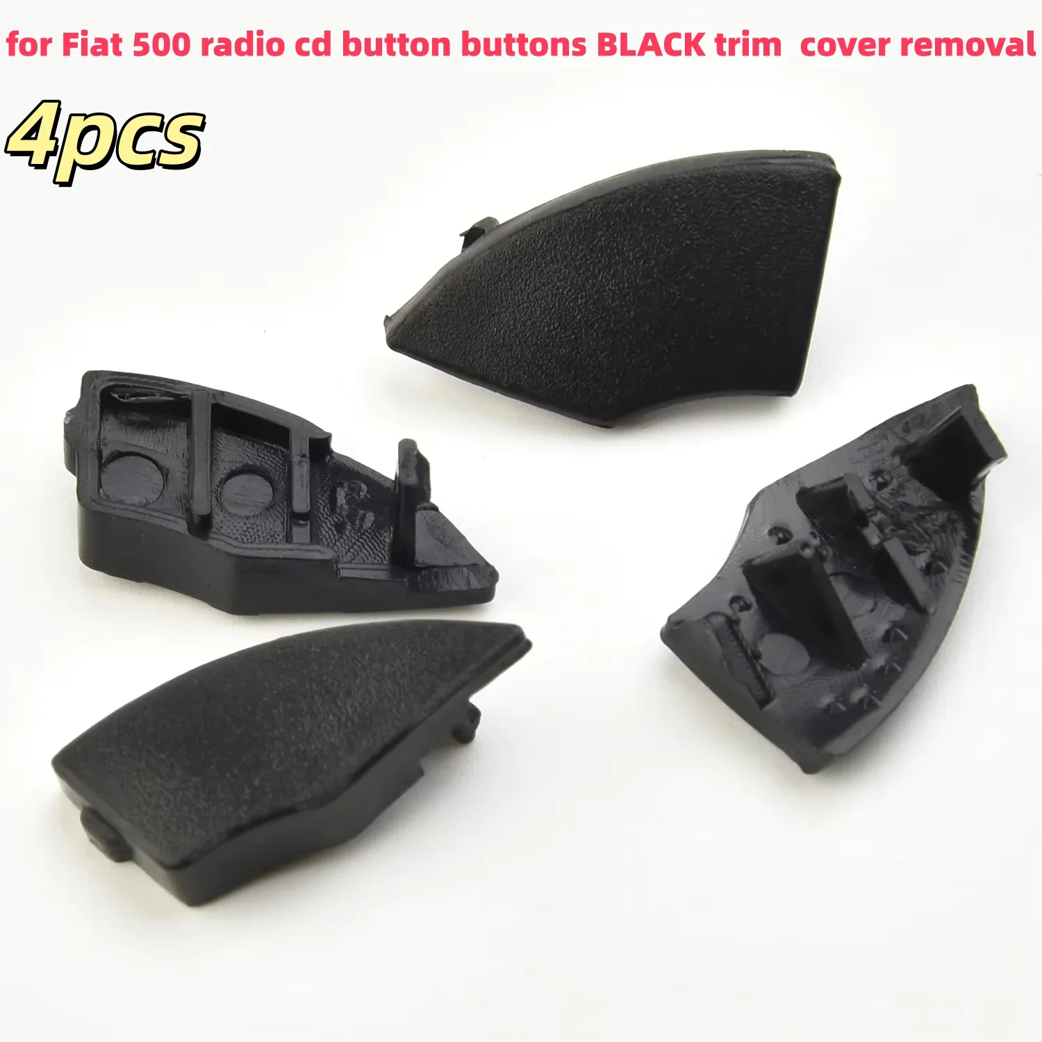 

4* Car Radio Cd Buttons Black Trim Cover Car Multimedia Botton Cover Trim For Fiat 500 From 2008 Onwards Car Interior Mouldings