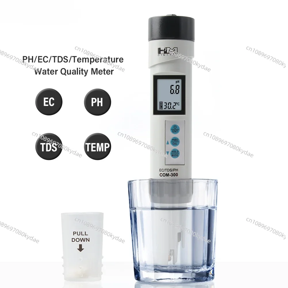 HM Digital 4 In 1 EC /TDS /Temperature/ PH Meter Tester Waterproof With ATC Calibration And Data Hold Tool COM-300