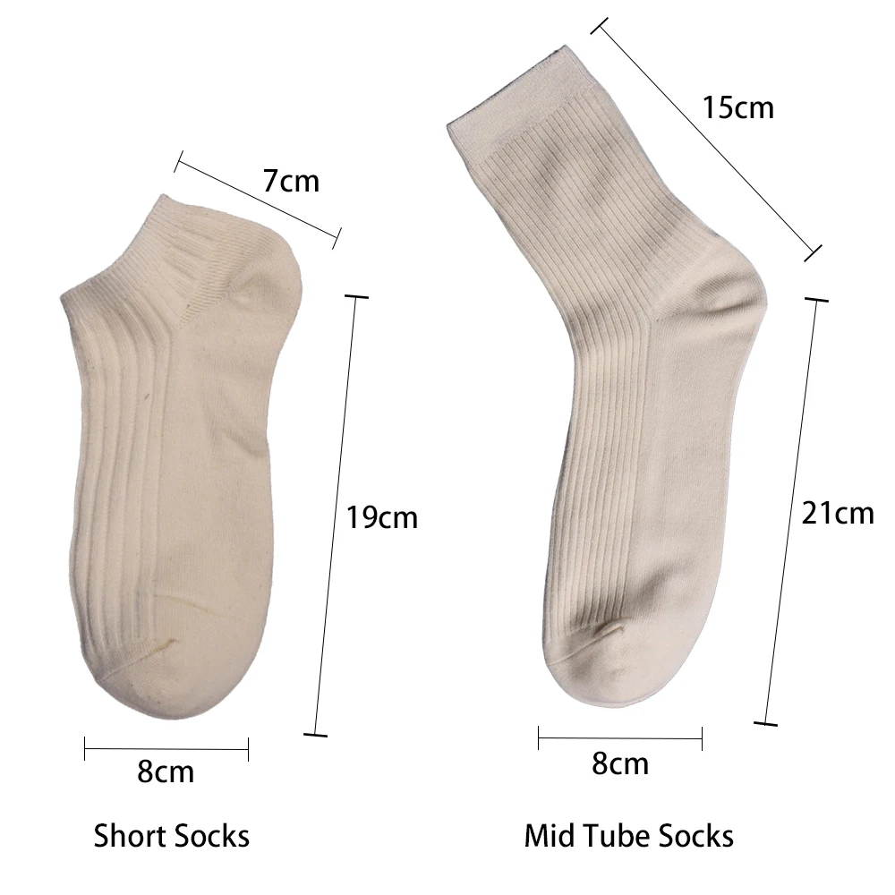 3 Pairs Pack Beige Socks Men Women Combed Cotton Mid Tube Socks Autumn Winter New Solid Warm Breathable Unisex Short Ankle Socks