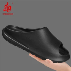 STRONGSHEN Men Thick Platform Bread Slippers Women Home Non Slip Couple Home Slippers Summer Beach Soft Sole Sandals Slippers