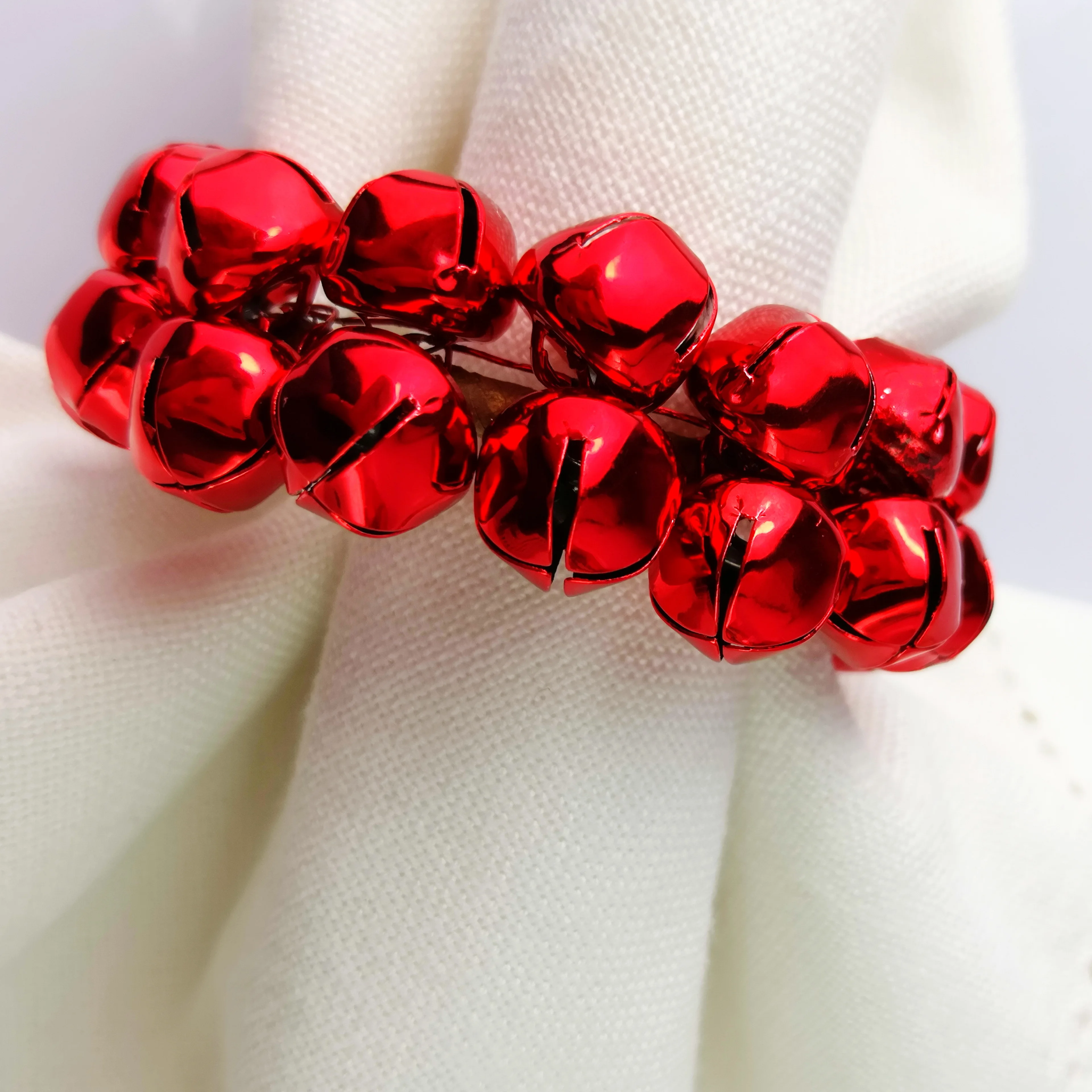 Free Shipping Red Jingle Bell Christmas Napkin Ring 10 Pcs For Wedding Party Decoration Qn22090903