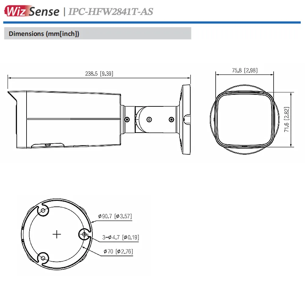 الأصلي داهوا 8MP كاميرا IP IPC-HFW2841T-AS 80M IR ثابت البؤرة رصاصة WizSense POE محيط حماية البحث الذكي IP67