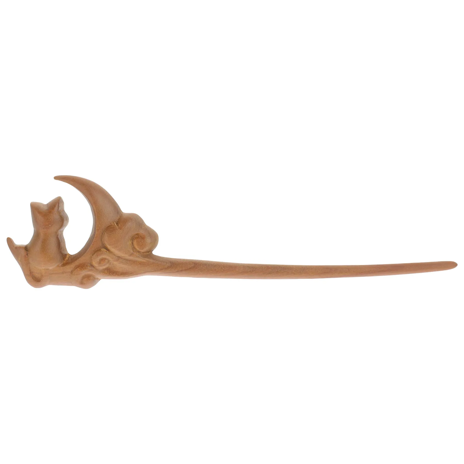 

Exquisite Wood Hair Stick with Moon and Cat Design Trendy Hairpin for Long Hair Bun Fixer Updo Styling Accessory Women Headdress