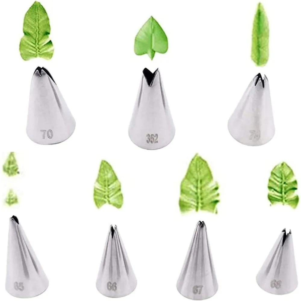 Russian Piping Tips Set Stainless Steel Kit Flower Frosting Tips DIY Icing Piping Tips for Cake Decorating (7 PCS Leaf Tips)