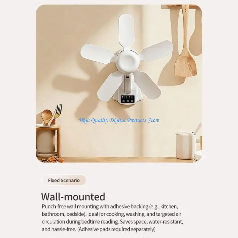 U2JE Rechargeable Clip Fan 3 Speed Digital Screen 360 Degree Cooling Desk Hanging Fan with Remote For Indoor Outdoor Cooling