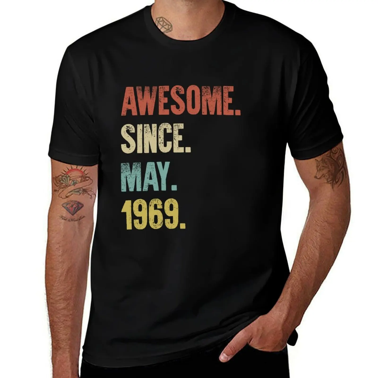 Retro Vintage 50th Birthday Awesome Since May 1969 T-Shirt Casual Daily Graphic Tee