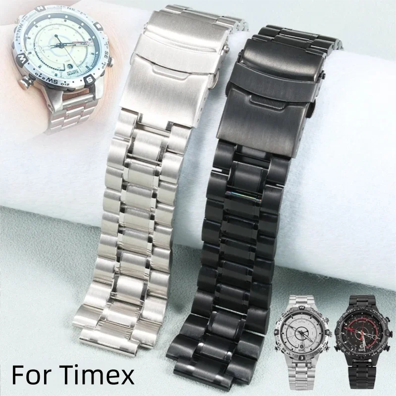 Bracelet de montre en acier inoxydable de forme convexe, pour TIMEX T2N721 TW2V49000 TW2Y12900 EXPEDITION Tide-Temp-Compass TW2Y1440 d'origine