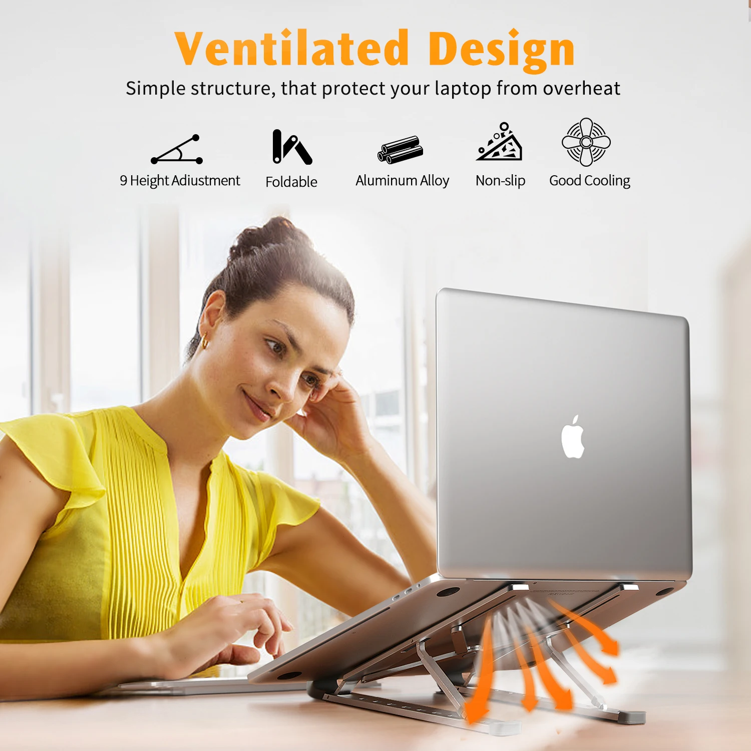 Foldable Laptop Stand Portable Notebook Support Base Holder 9 Angle Adjustment with Non-slip Mats Reduces Friction
