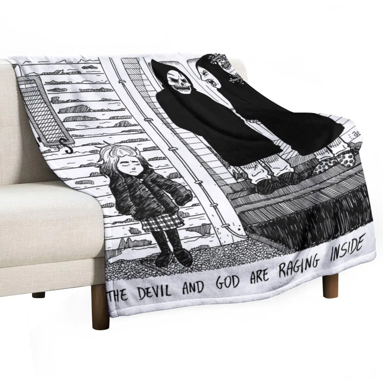 The Devil and God are Raging Inside Me (Black vr.) - Fanartwork Throw Blanket Luxury Brand Flannel Fabric Blankets