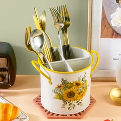 4 Grids Iron Chopsticks Storage Box Holder Spoon Fork Container Drain Rack Kitchen Utensil Drying Stand Kitchen Organizer