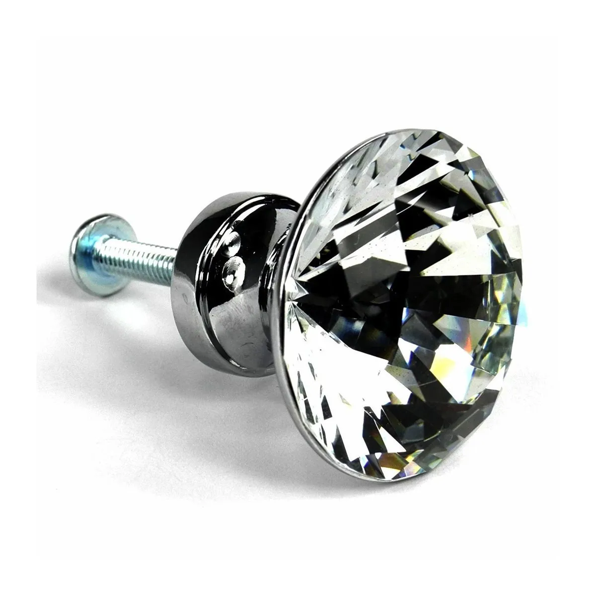 5Pcs Modern Diamond Crystal Glass Cabinet Knobs 30Mm Diameter 32Mm Height Zinc Alloy Drawer Door Pull Handles for Cupboard
