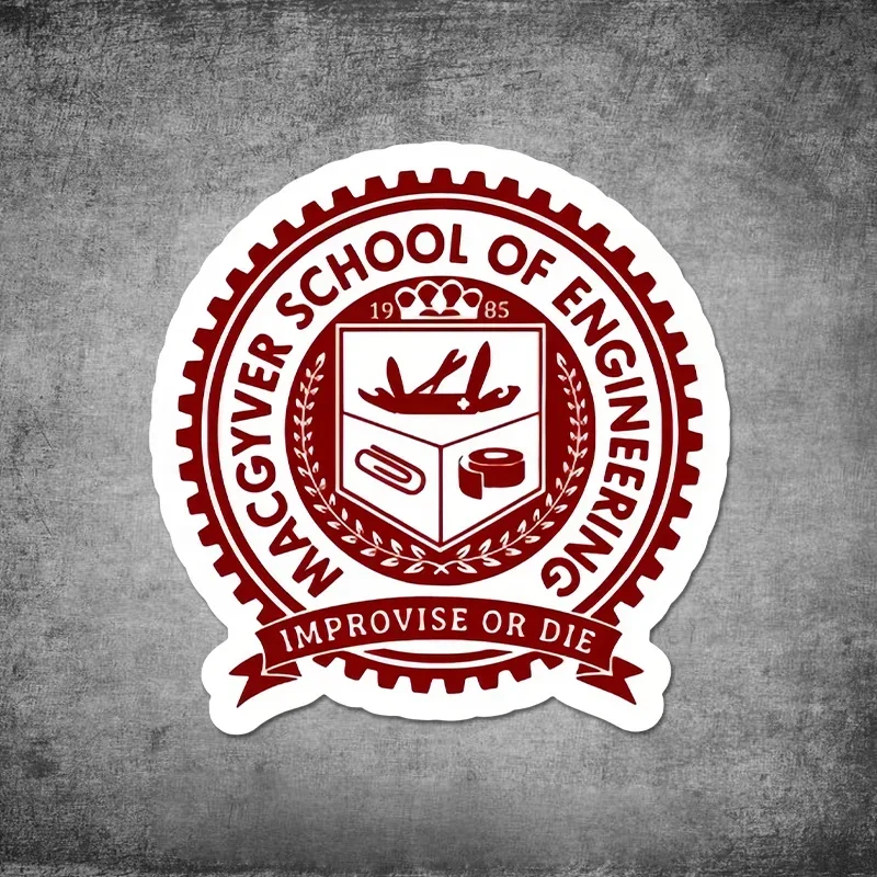 Macgyver School of Engineering Motorcycle Sticker Waterproof Vinyl DIY Decals For Motorbike Side Panels Fuel Tank Scooter Decor