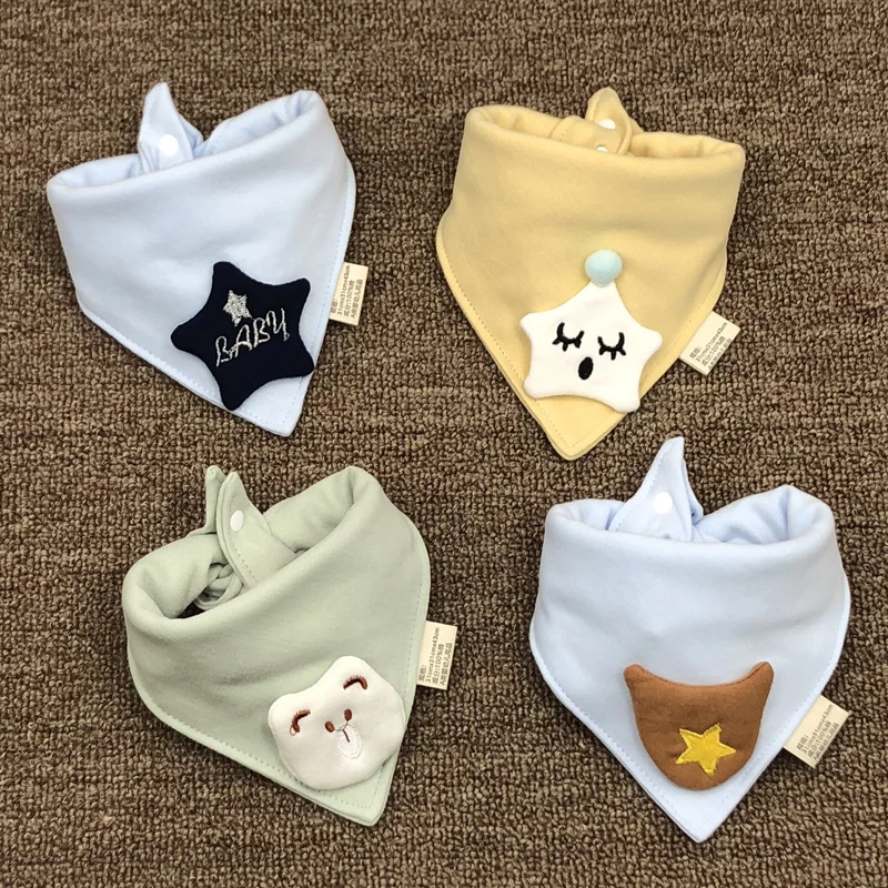 (4 pieces) Baby cotton bib newborn saliva scarf triangle soft and skin friendly Class A grade for 0-3 years old