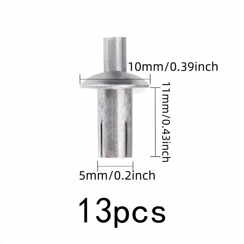 13 pcs 5*11mm Metal Drive Fasteners, Rust Resistant Metal, suitable for Sheet Metal Joining, No Special Tools Required