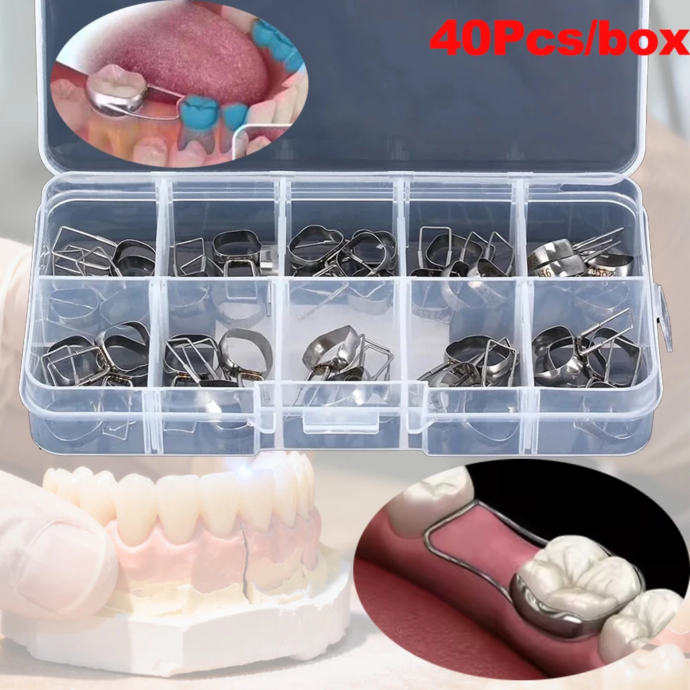 

40Pcs Orthodontic Molar Space Maintainer Preformed Band for Teeth Gap Retention Fits #28-#41 Anti-Slip Design Dental Clinic
