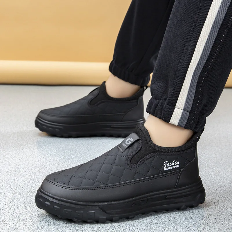 

Зимние мужские зимние ботинки. Теплые удобные лоферы для среднего и пожилого возраста. Толстая и удобная хлопковая обувь. Повседневная обувь для папы.