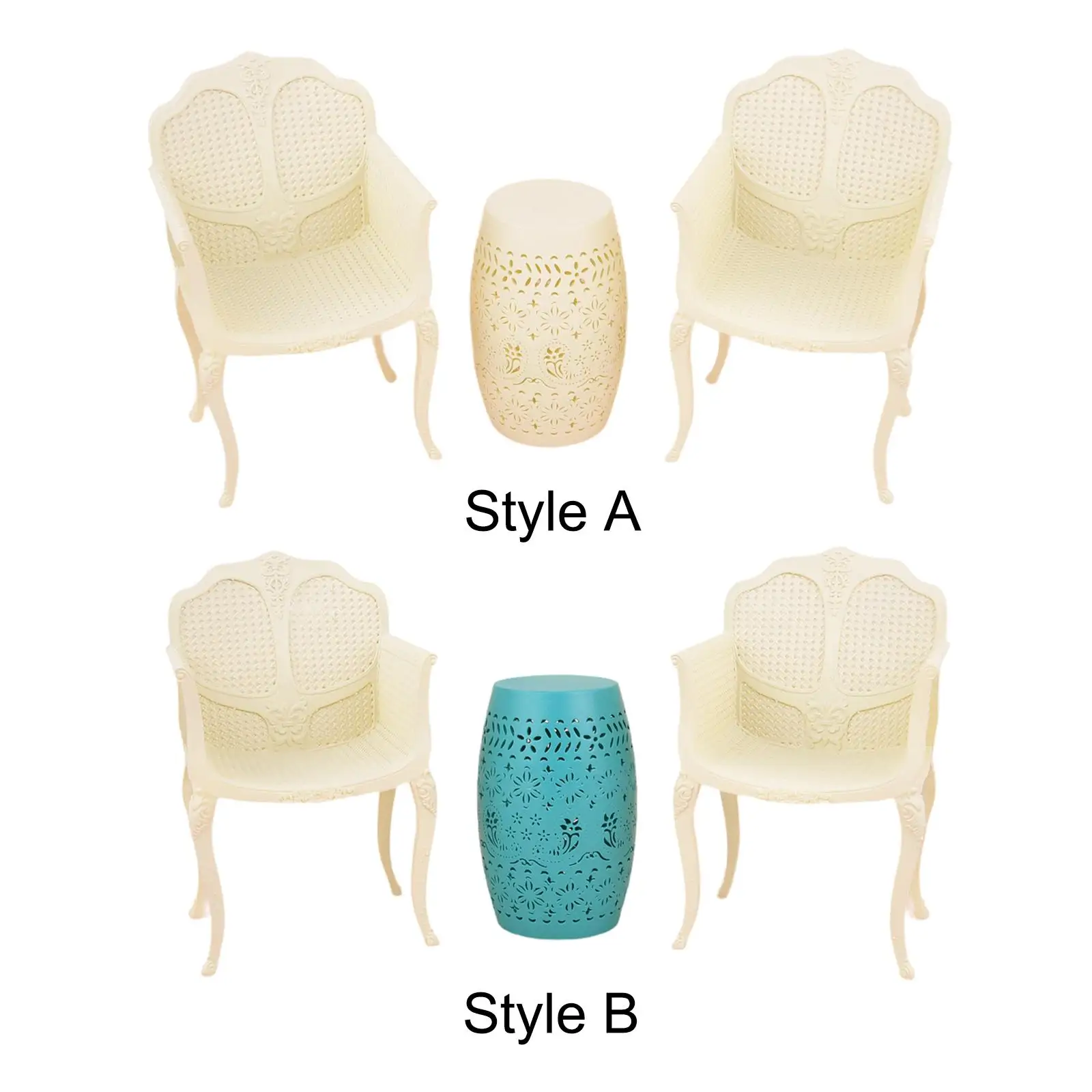 2 個 1/12 スケールミニドールハウスチェアミニチュアガーデンパティオ家具