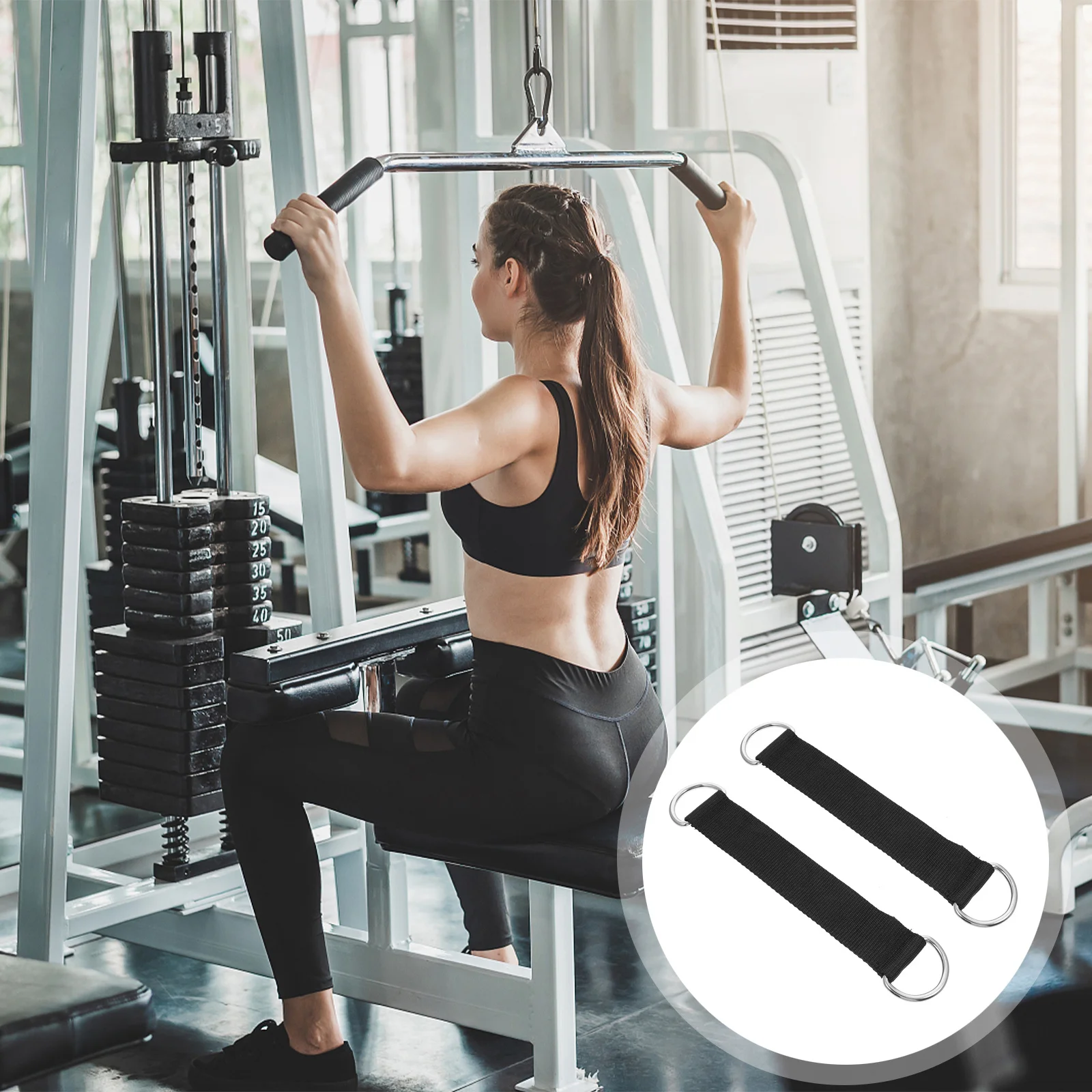 

2pcs Fitness Pulley Hanging Straps Black Polyester Resistance Training Straps For Home Gym Pull-Up Bars Sports Accessories