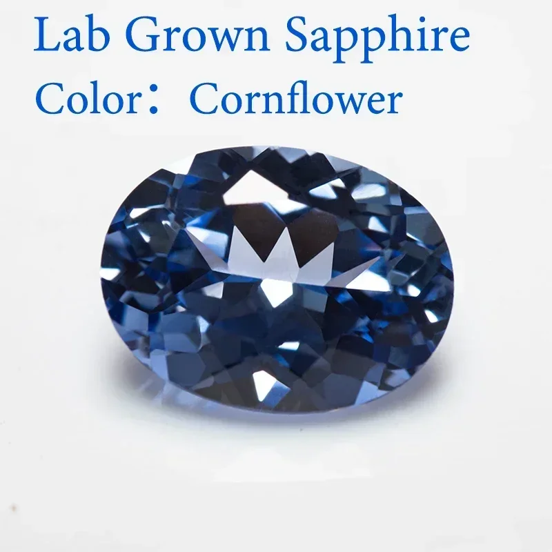 

L-Lab Grown Sapphire Oval Shape Cornflower Color Charm Gemstones For Diy Jewelry Making Material Selectable Certifica