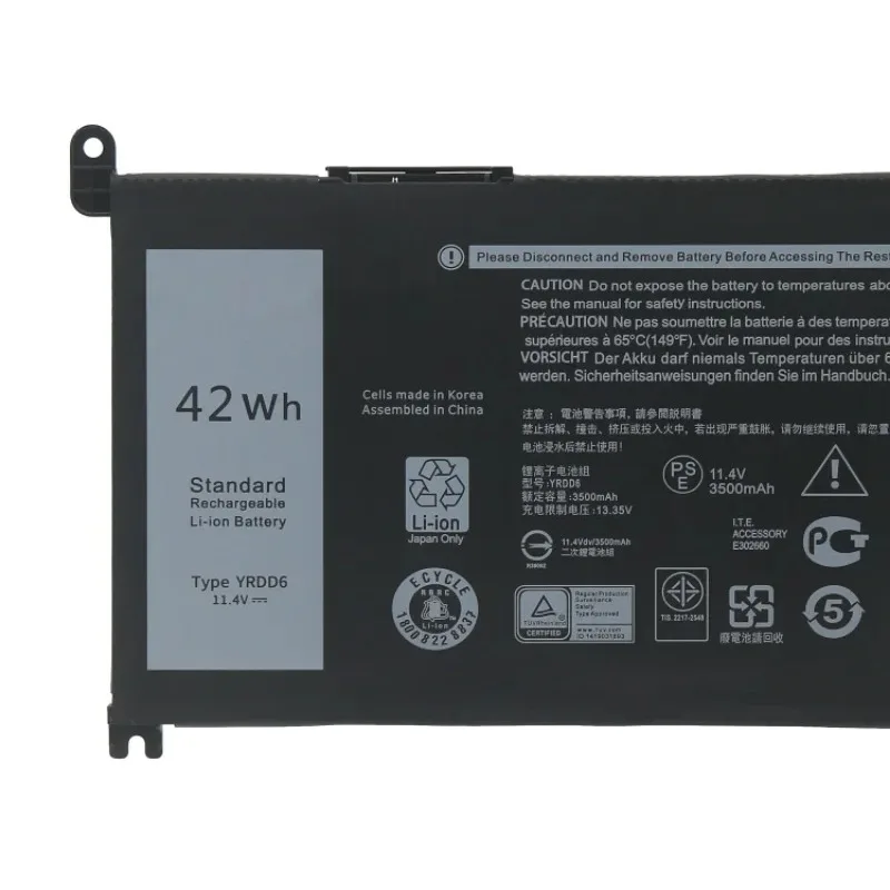 Imagem -02 - Dell-inspiron 5480 Bateria do Portátil 5482 5485 5488 5490 5493 P120g P111g P90f Latitude 3400 Vostro 3400 Yrdd6 11.4v 42wh